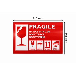 Warning stickers FRAGILE 210×148 mm