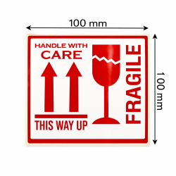 Warning stickers FRAGILE 100x100mm