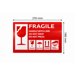 Naklejki ostrzegawcze FRAGILE 210×148 mm